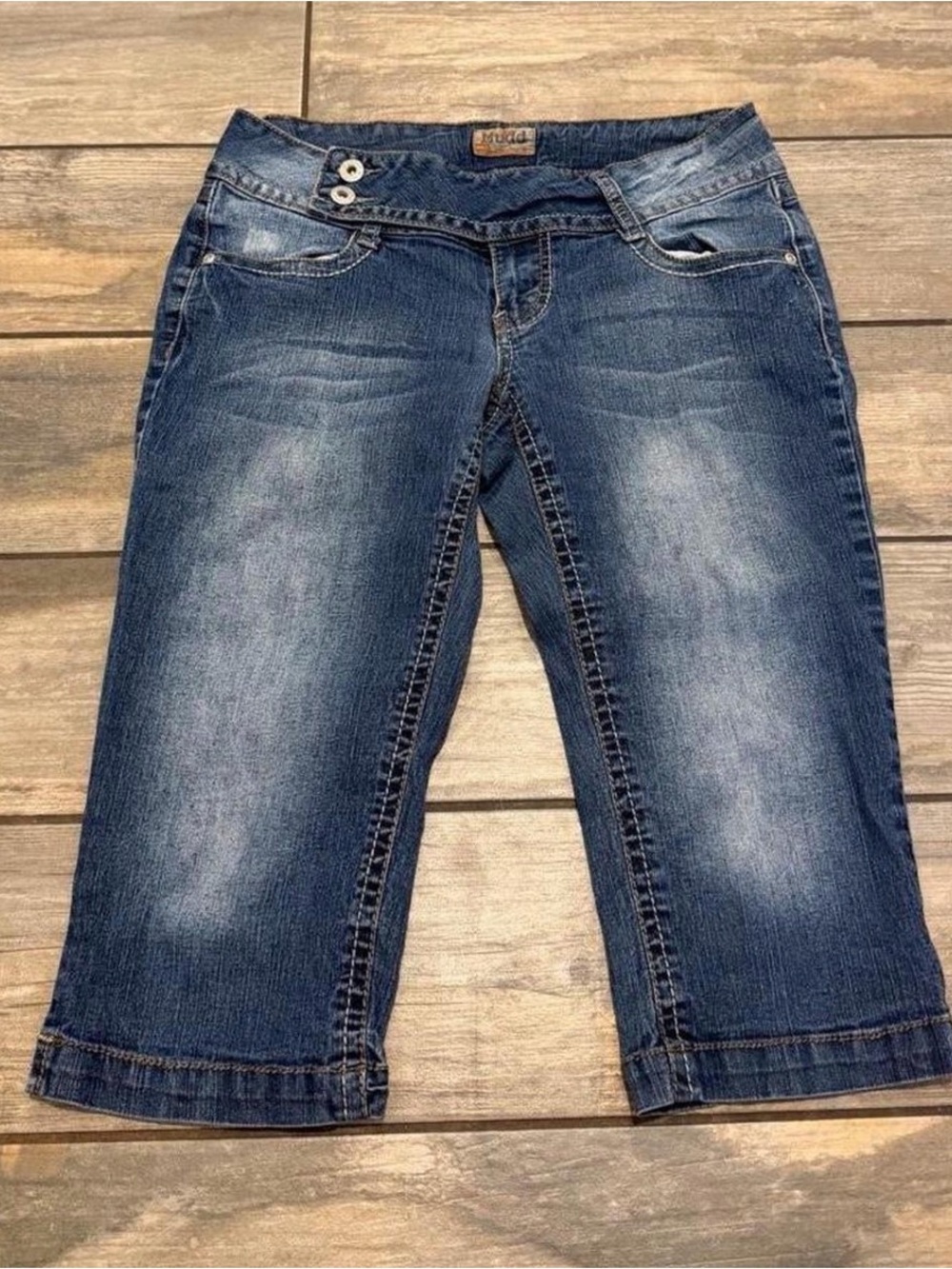 Mudd Denim Capri Pants - Low-Rise Double Button Front Vintage Y2K